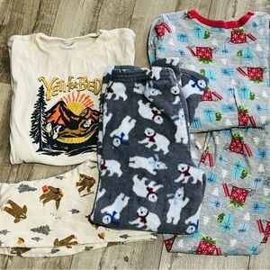 Unisex 12/14 Christmas Winter Pajama Lot  Yeti, Polar Bears, Star Wars Baby Yoda